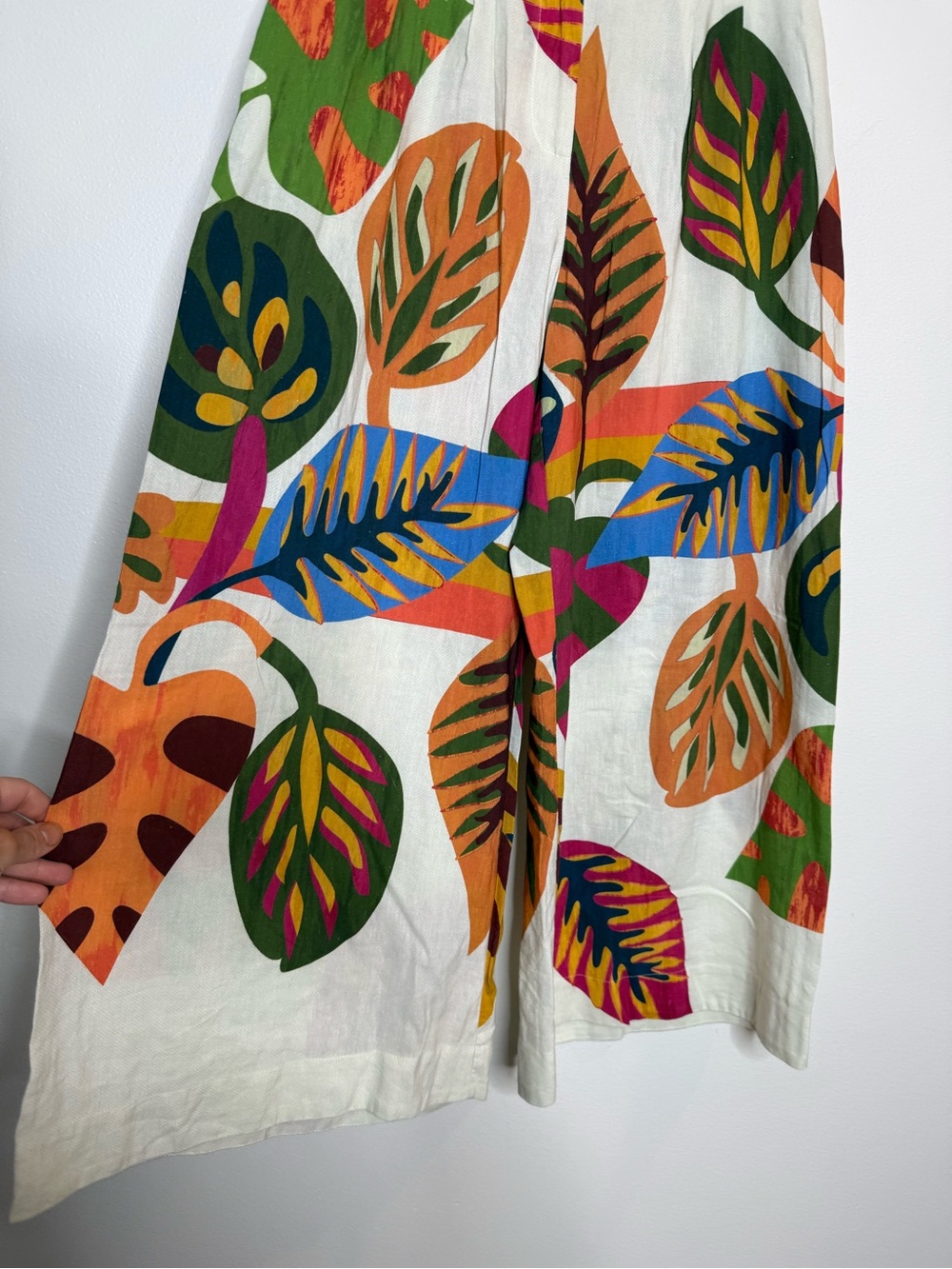 Farm Rio Anthropologie Tropical Palm Leaf Wide Leg Cropped Pants size xs - Picture 5 of 8